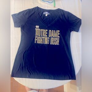 Vintage Notre Dame Ladies V-neck t shirt, navy blue